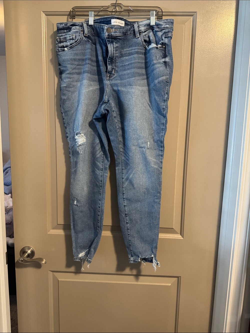 Lane Bryant Light Wash Distressed Cropped Jeans